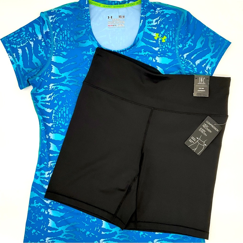 Bundle: NWT INC Bike Shorts + Under Armour Top